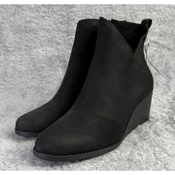 Toms Shoes - TOMS Sutton Women's Wedge Ankle Boot Sz 9.5 Black New Booties Wear Good Comfy